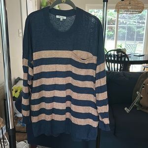 Lightweight striped pocket sweater